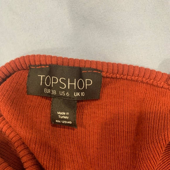 Topshop Terracotta Ribbed Knit Cropped Cami - Picture 3 of 8